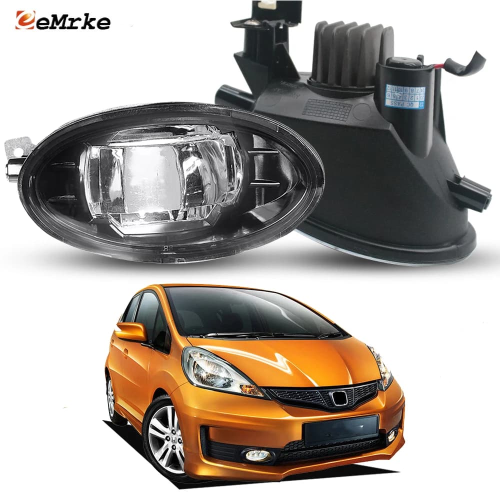2Pcs Upgrade LED Fog Lights Assembly for Honda Fit RS GE / Jazz Sport 2011 2012 2013 2014 Car PTF with Lens Daylight Driving