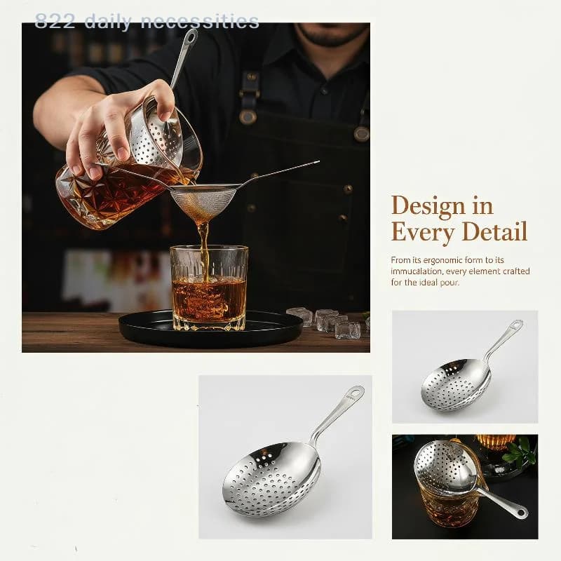 convenientMarked Measuring Stainless Steel Cocktail Shaker Ice Strainer Professional Bar Tool for Beginner Home Bartender Use