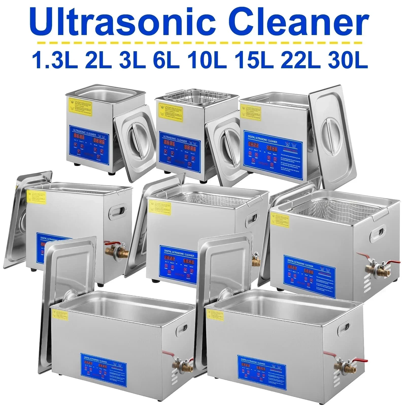 VEVOR Pulitore ad Ultrasuoni Macchina per la Pulizia ad Ultrasuoni Portatile 1.3L-30L Lavastoviglie Pulitore Ad Ultrasuoni per Occhiali Protesi Domestica