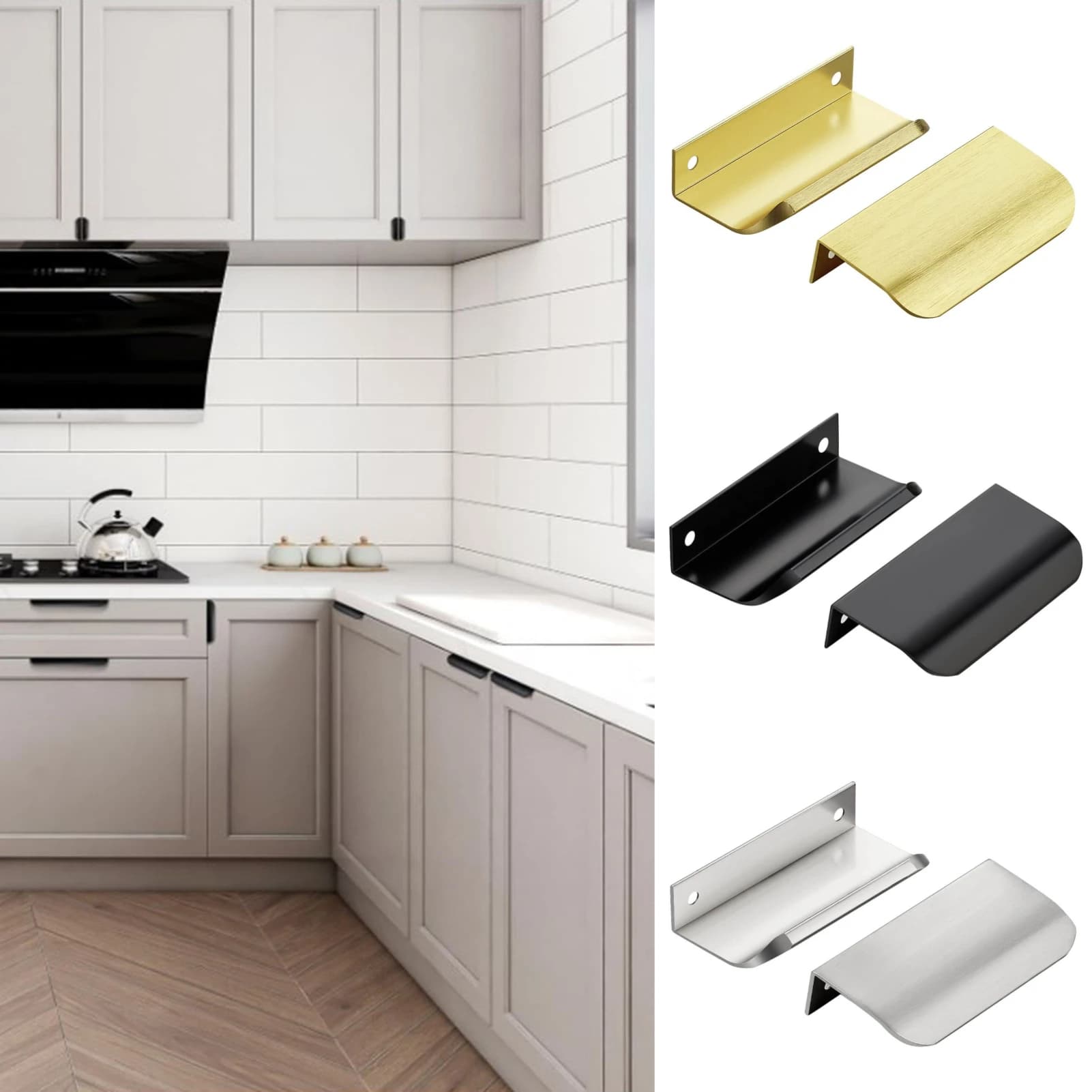 1Pc 80mm Maniglie per armadi semplici nascoste Maniglie per porte dell'armadio da cucina Maniglie eleganti Maniglie per mobili in lega di alluminio Hardware