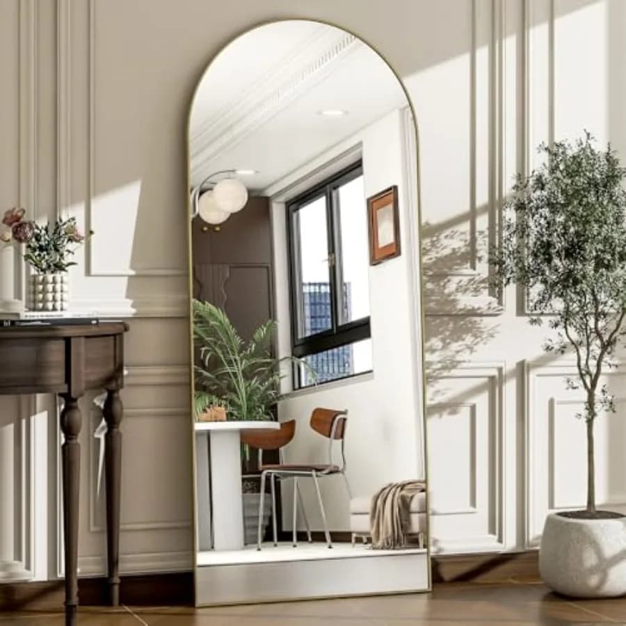 Specchio ad arco da 57" x 20" - Specchio a figura intera da parete/pavimento con cornice in lega di alluminio per bagno e soggiorno