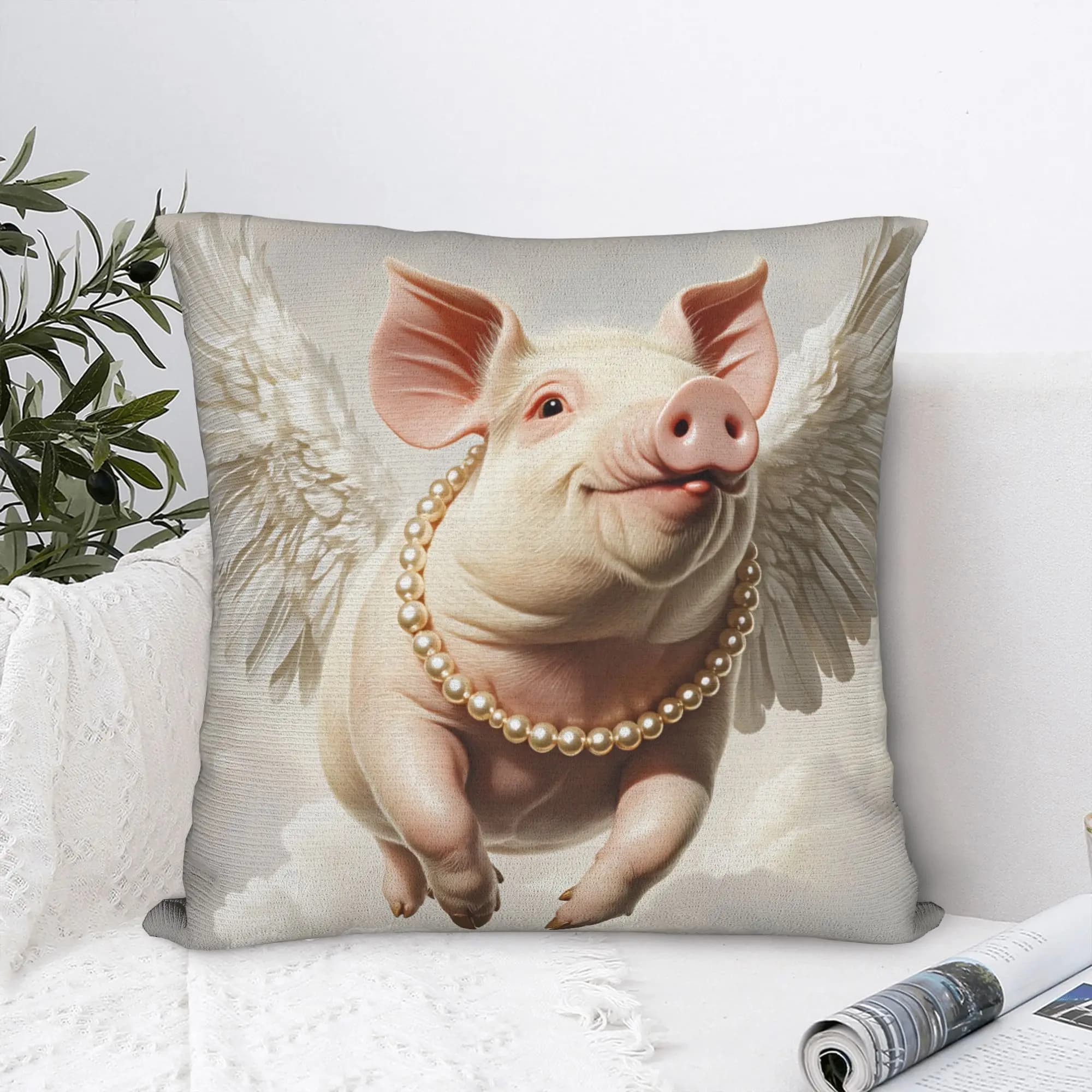 Angel Cartoon Flying Pig Pillow Cover Morden Pillow Case For Living Room Sofa Comfy Cushion Cover Gift