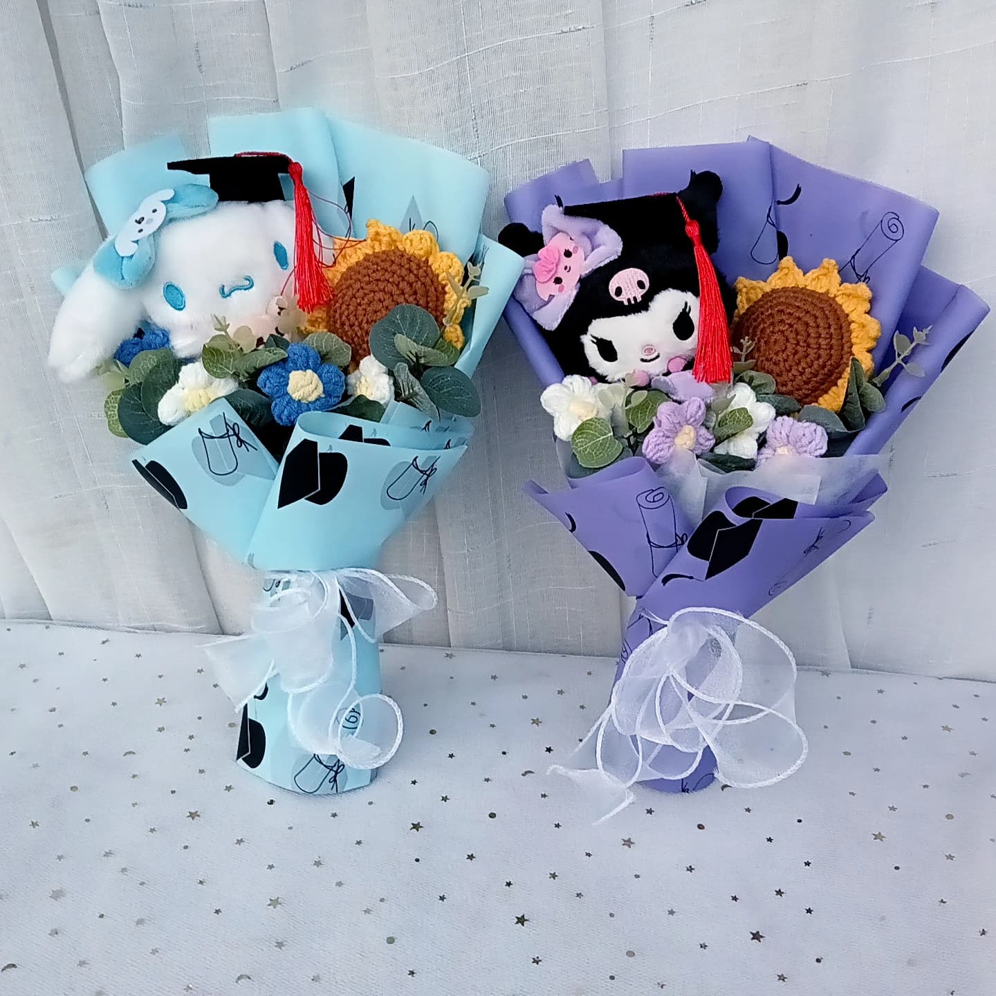 Regalo di laurea Kuromi Hello Kitty Bouquet My Melody Cinnamoroll con girasole Natale San Valentino Regalo di compleanno