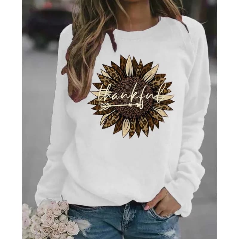 Felpa da donna con cappuccio ampio a maniche lunghe con stampa natalizia da donna, colletto tondo, streetwear