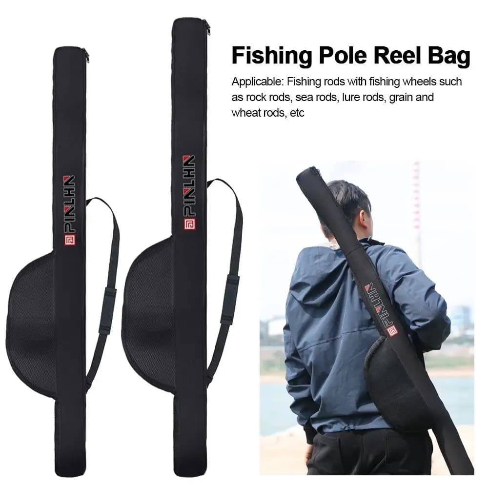 New portable fishing rod bag with shoulder strap 118/128 cm Fishing rod reel bag Foldable fishing rod case