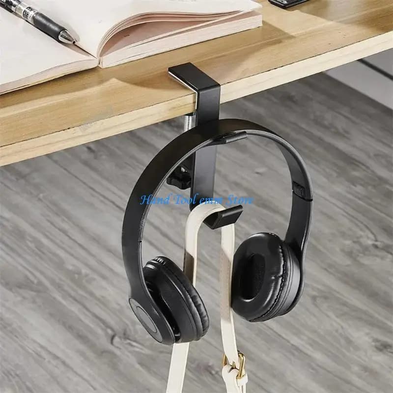 Supporto per cuffie ergonomico retrattile in lega alluminio H37F con base pieghevole e sistema aggancio da scrivania senza
