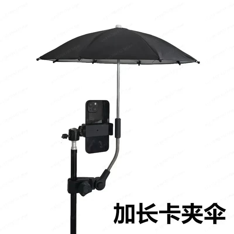 JMZ Phone Tripod Stand with Sunshade Umbrella for Live Streaming Outdoor Photography Vloggers Adjustable Height Portable