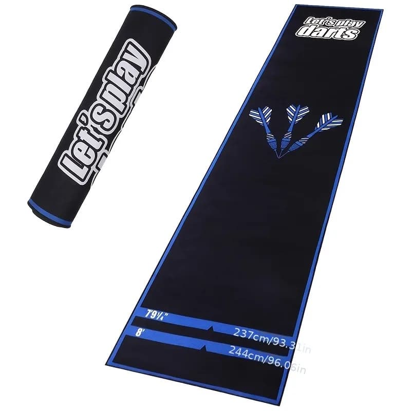 Professional dart mat for steel-tip and soft-tip darts, featuring a marked throw line; protects floors and dart tips; dart accessory.