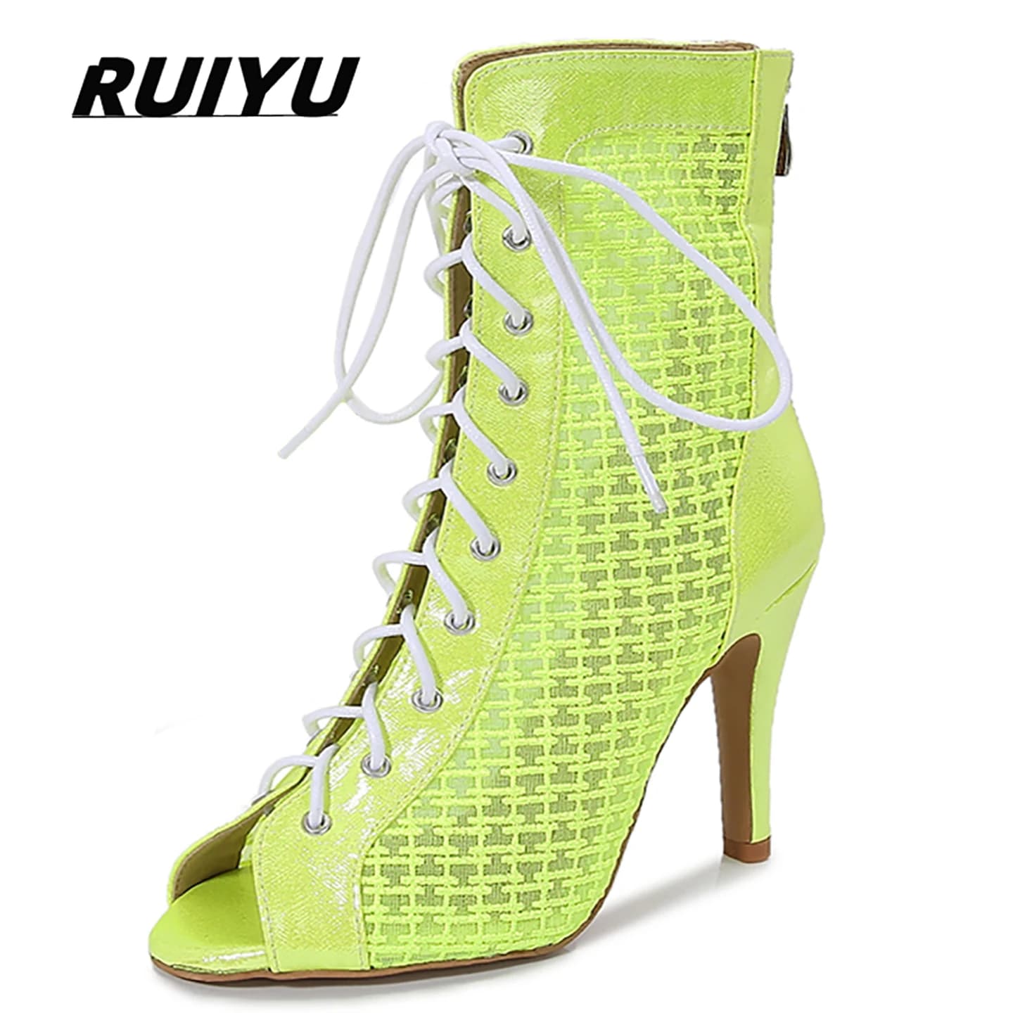 Women's Latin Dance Shoes Salsa Tango Ballroom Party Green Breathable High Heel Outdoor Sneakers Social Dance Women's Boots