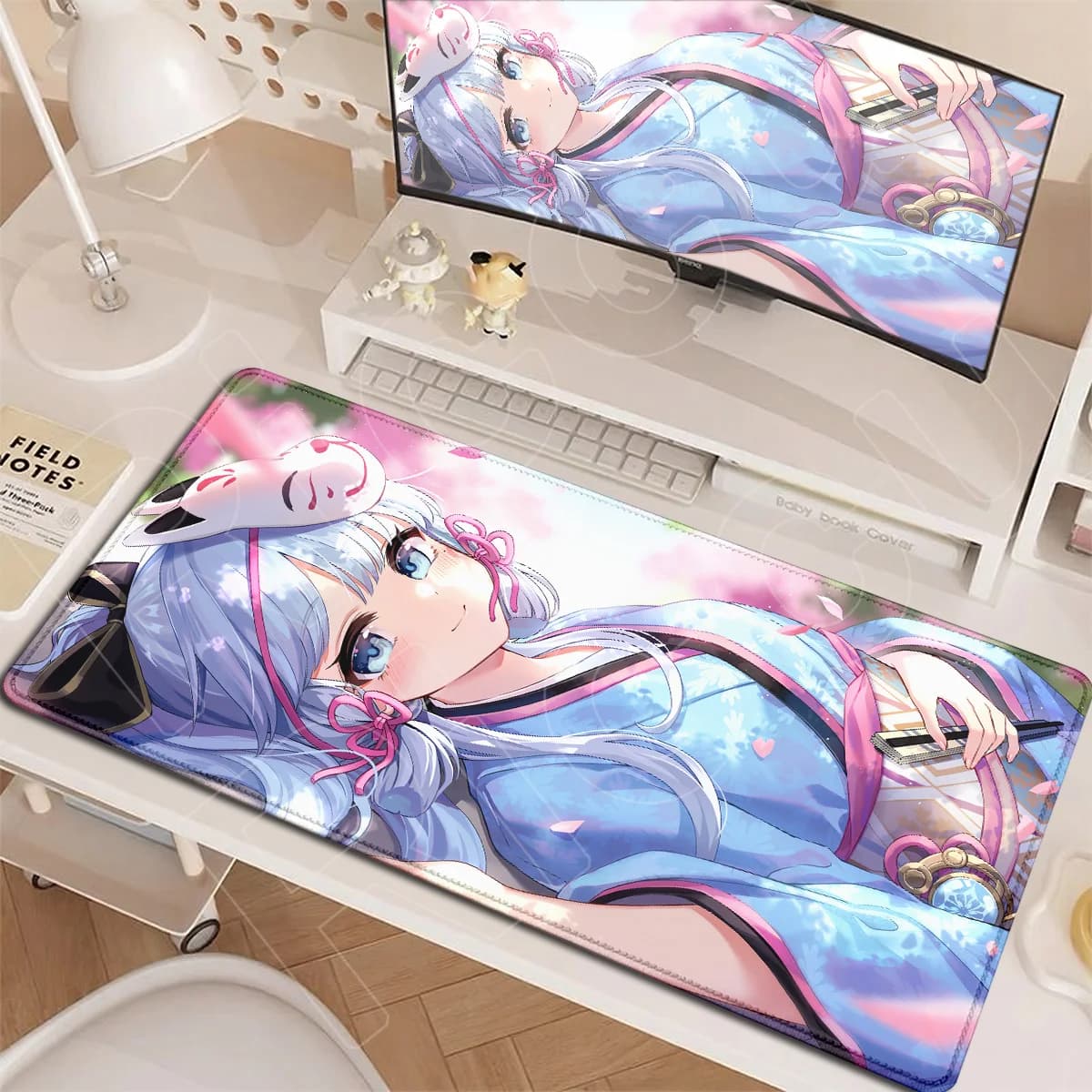 Computer Gaming Locking Edge Mouse Pad Kawaii Anime Girl Kamisato Ayaka Desk Mats XXL Genshin Impact Keyboard Rug PC Accessories
