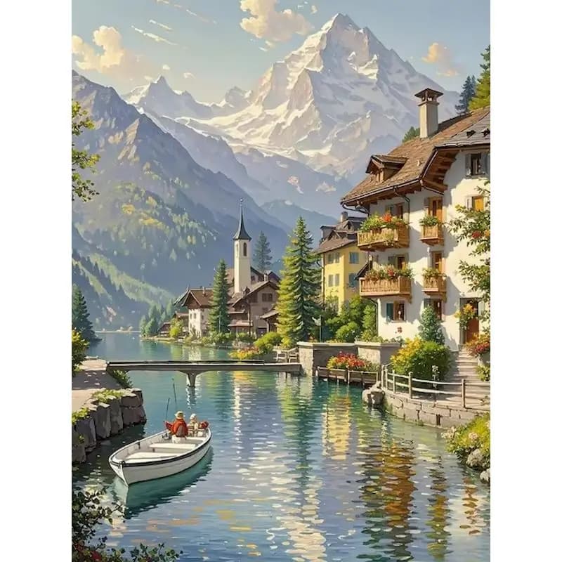 GATYZTORY Paint By Numbers Home Wall Art Decor Digital Oil Number Painting Kits Landscape Town Canvas for Painting Kits Picture