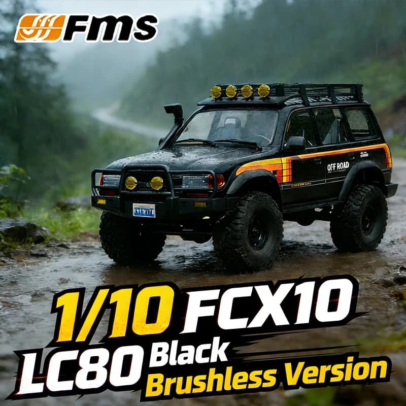 FMS 1/10 FCX10 LC80 Retro Black Brushless Limited Edition, auto radiocomandata da arrampicata 4WD, simulazione realistica, giocattolo RC per adulti e ragazzi.