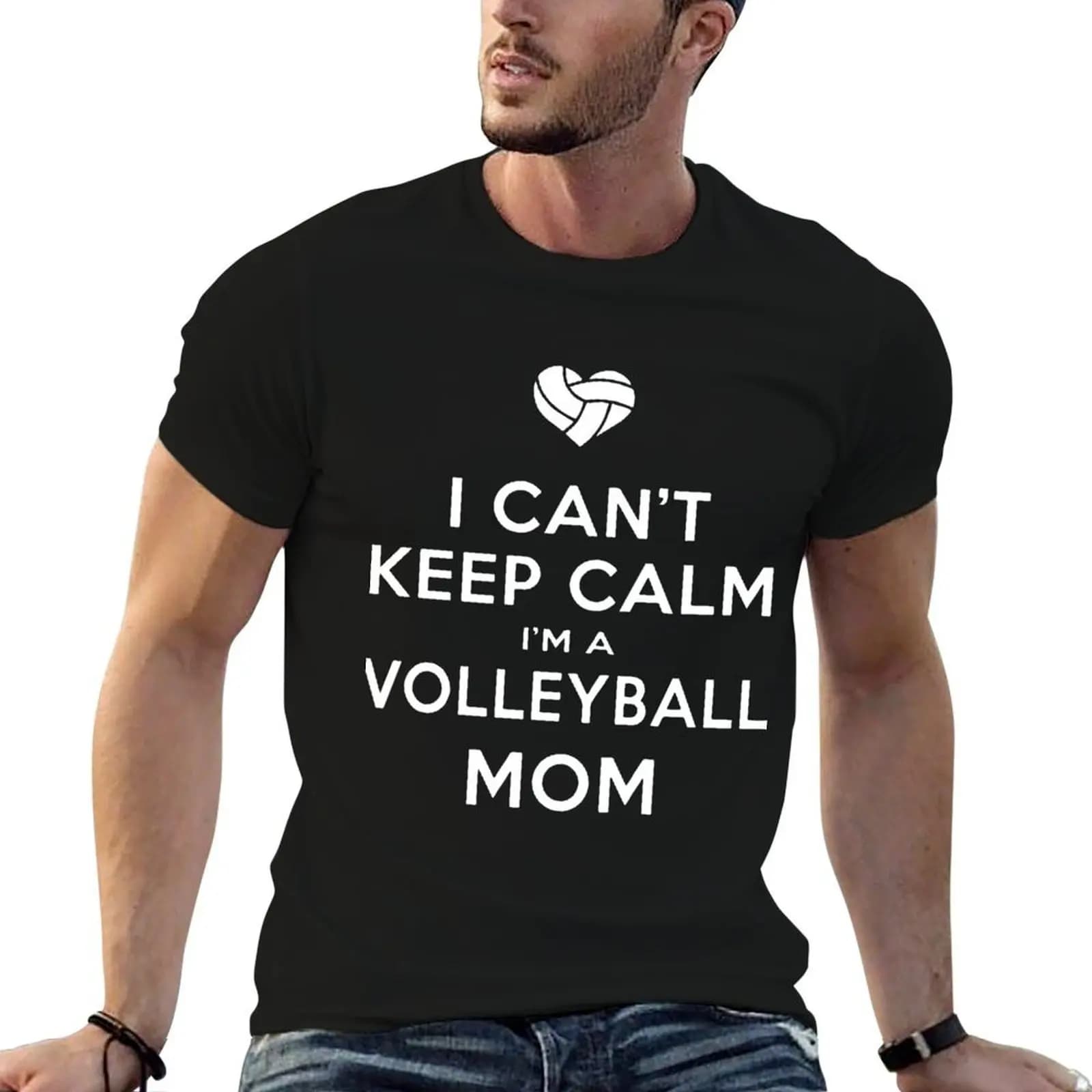 Non posso stare tranquilla, sono una mamma di giocatori di pallavolo, maglietta da pallavolo, t-shirt in cotone nero, tinta unita, per uomo, confezione T-Shirt