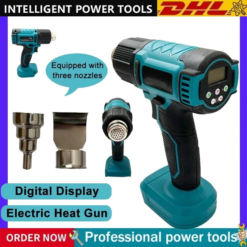 Pistola Termica a Batteria 18V per Makita, Temperatura Regolabile, Pistola ad Aria Calda Senza Fili, Pistola Termica Elettrica Portatile Industriale