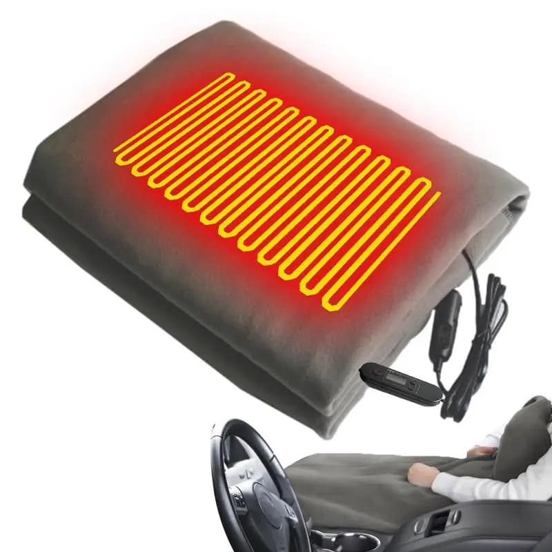 Coperta Riscaldante Elettrica 12V in Pile Spazzolato per Auto, Camper, SUV, Camion, Roulotte con Regolazione Temperatura e Timer