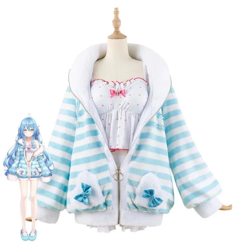 YouTuber VTuber Hololive Yukihana Lamy Wamy NePoLaBo Cosplay Costume Wig Anime Cute Sexy Woman Pajamas Halloween Role Play Suits