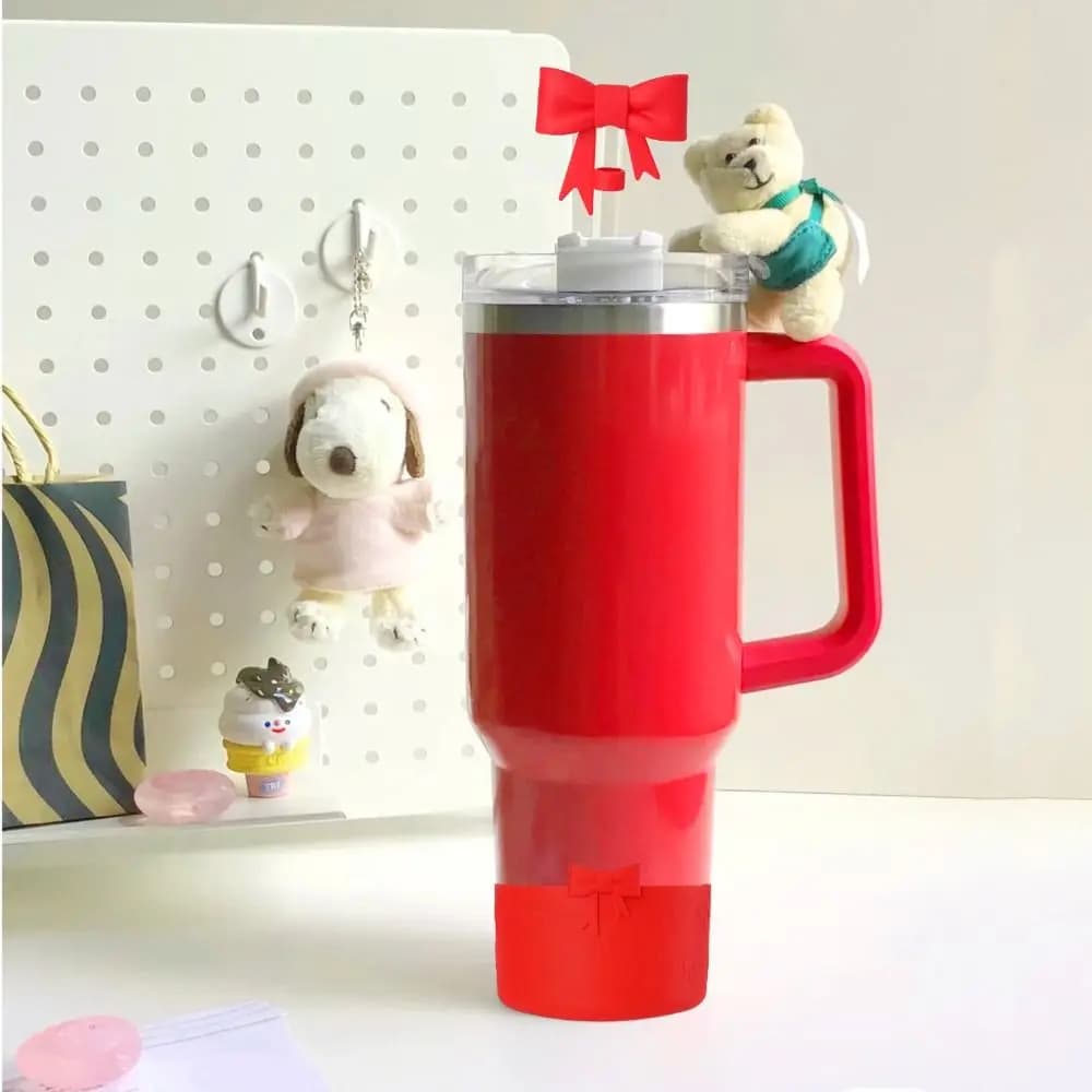 Bottiglia d'acqua in silicone antispruzzo Bottiglia d'acqua riutilizzabile antiscivolo Custodia protettiva Accessori per bottiglia d'acqua Bowknot