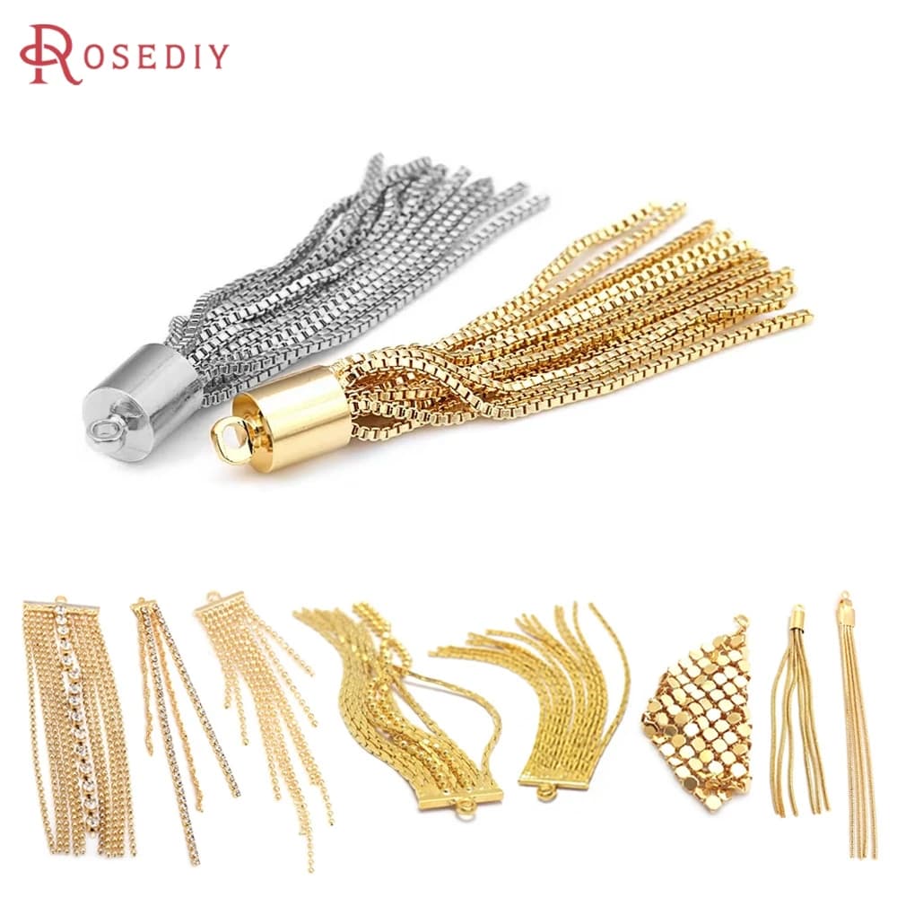 Ciondoli a Nappa in Ottone Color Oro 18K, Lunghezza 45MM 58MM 63MM, Accessori Fai da Te per Creazione Gioielli e Orecchini