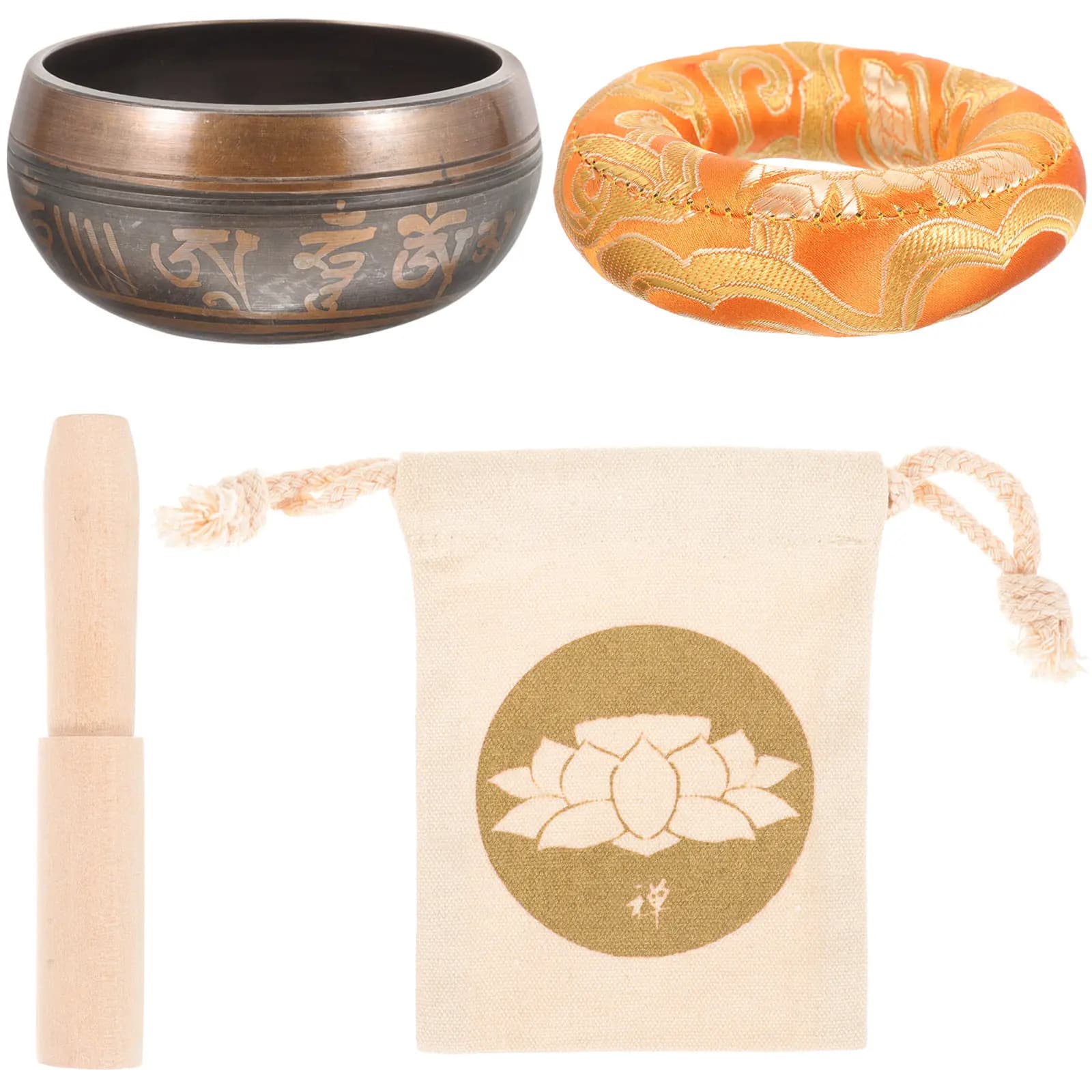 1Set Tibetan Singing Bowl Copper Meditation Bowl for Buddhist Altar Yoga Room Home Decor Sound Healing Therapy Calming Peaceful