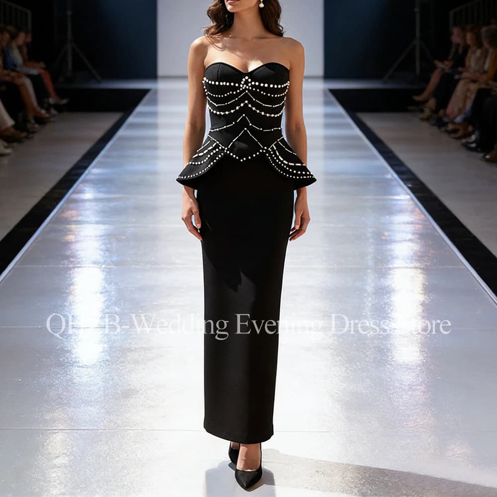 Abiti da sera lunghi a sirena con perline eleganti personalizzate per occasioni speciali Abiti da ballo di gala da donna alla caviglia senza schienale