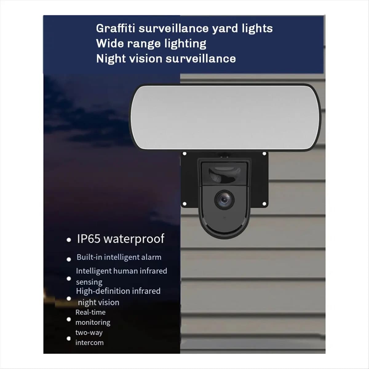 [Sunshots] Tuya WiFi Room Garden Wall Lamp Safety Cameras Esterna IP65 PIR Intelligent Detection Sensor Luminous Alarm American Spine