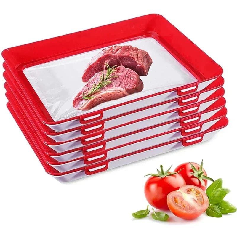 Vassoio per la conservazione degli alimenti Frutti di mare Manzo Prosciutto Conservazione fresca Distanziatore fresco Contenitore riutilizzabile Frigorifero Organizzatore Utensile da cucina