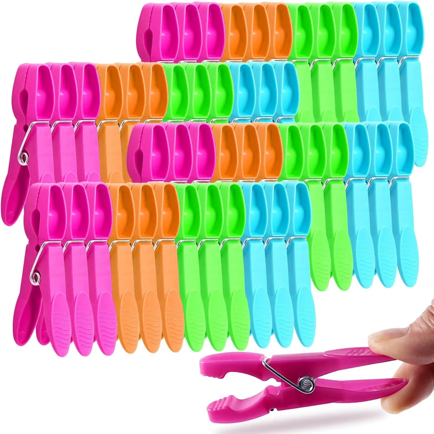 Confezione da 48 Mollette Robuste, Clip in Plastica Antiscivolo per Appendere Vestiti, Asciugamani, Articoli per il Fai-da-Te e Sacchetti per Alimenti