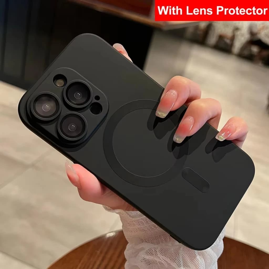 Luxury For Magsafe Matte Case For iPhone 17 16e 15 14 Pro Max 13 11 12 Magnetic Wireless Charging Case Lens Protector Soft Cover