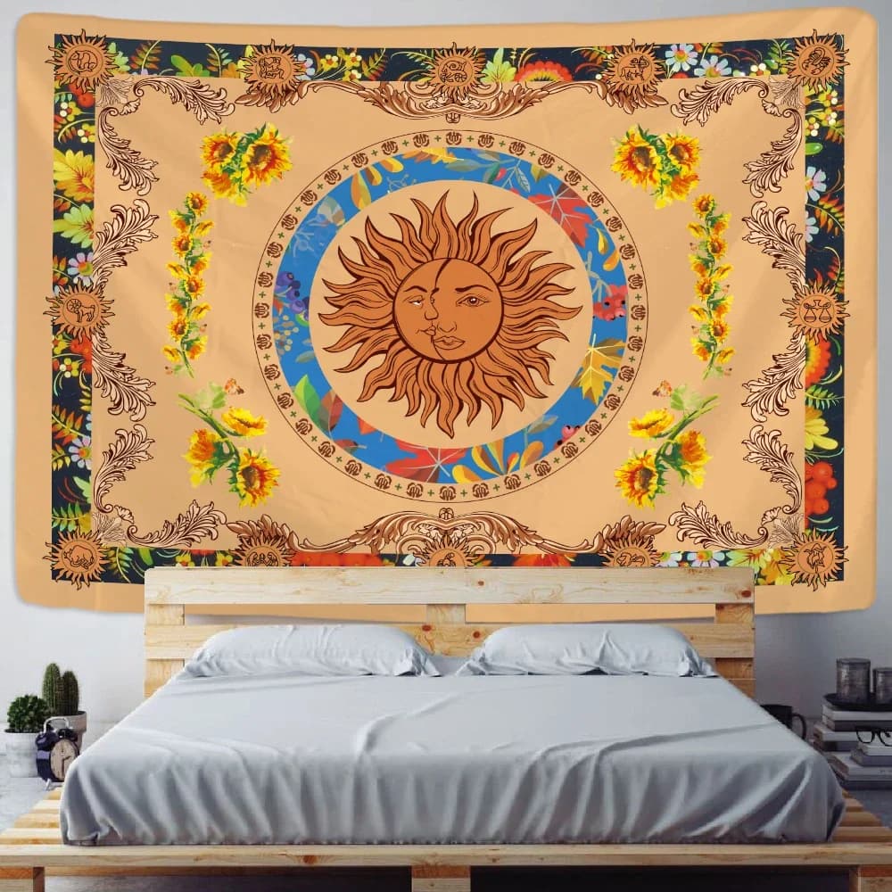 Grazioso tarocchi scena psichedelica decorazioni per la casa arazzo hippie mandala appeso a parete zodiacale divinazione boho yoga tappetino camera