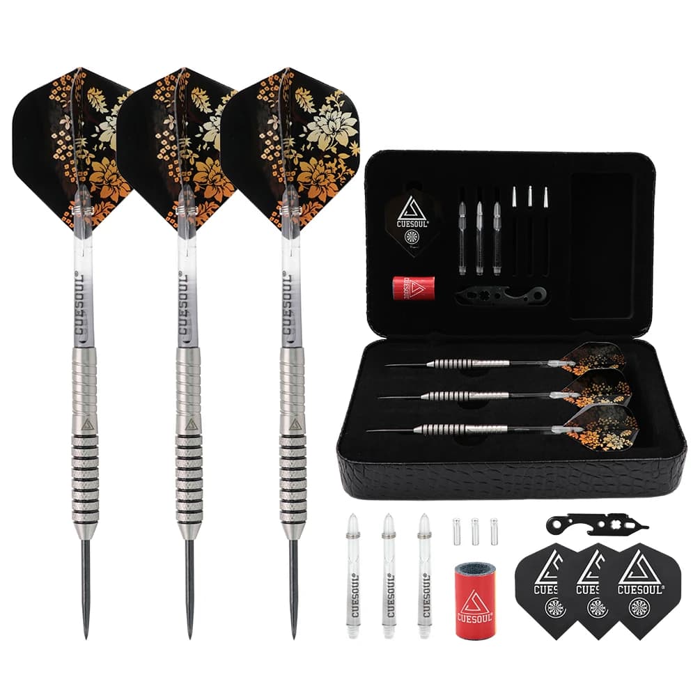 CUESOUL Set di freccette con punta in acciaio al tungsteno al 90% 21g Peso del barile di freccette Freccette con punta in acciaio professionale 3 pezzi