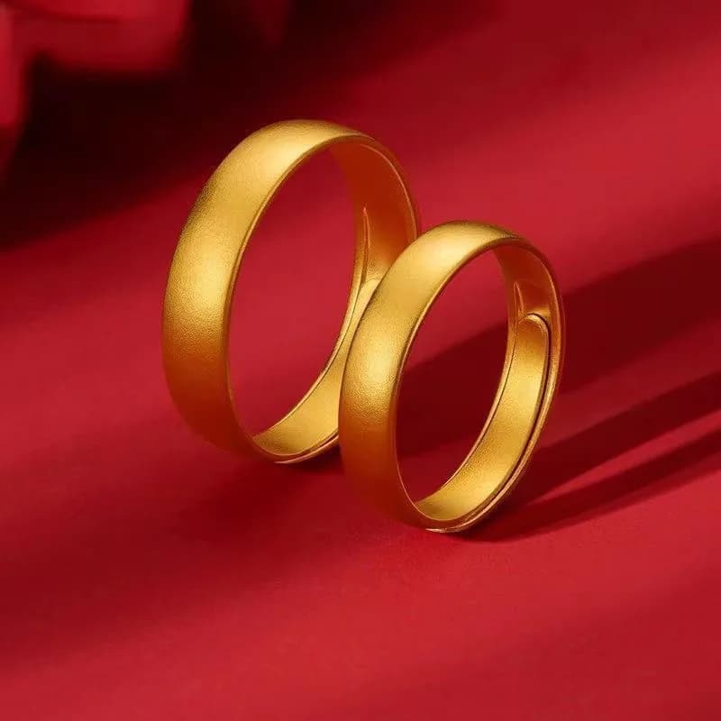 Anello in oro puro 9999 24K, anello in oro regolabile, anello di coppia alla moda e semplice, gioiello in oro preferito per compleanni