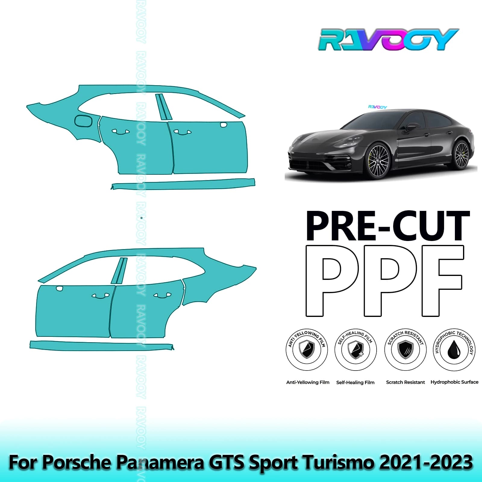 Per Porsche Panamera GTS Sport Turismo 2021-2023 8.5mil Pre-Cut PPF Porta e Pilastro A/B Kit Set di Pellicole di Protezione Vernice TPU