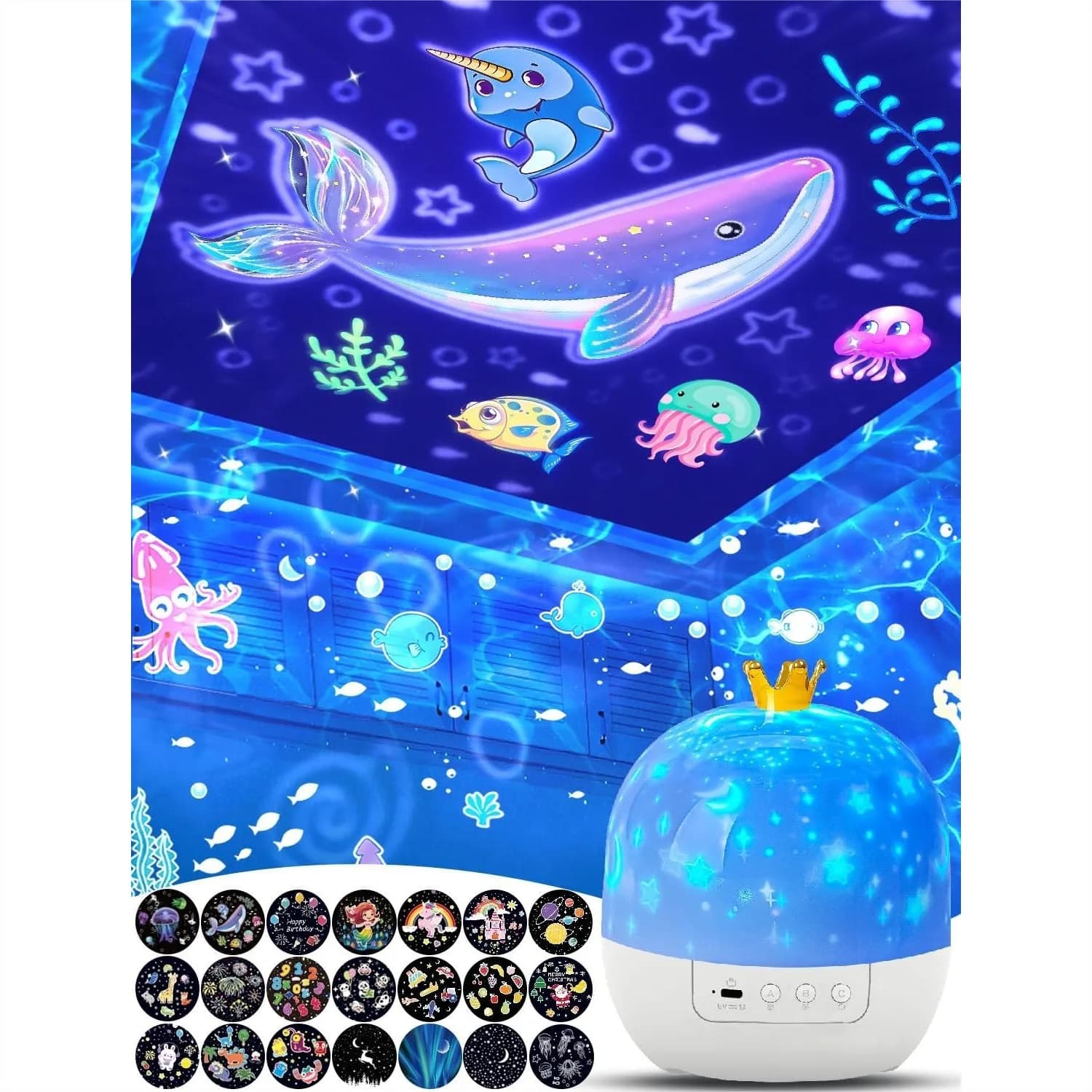 Proiettore di Stelle e Galassie con Luce Notturna per Camere dei Bambini, Rotazione a 360° ° Proiettore Rotante da Soffitto per Decorazione Camera Bambine
