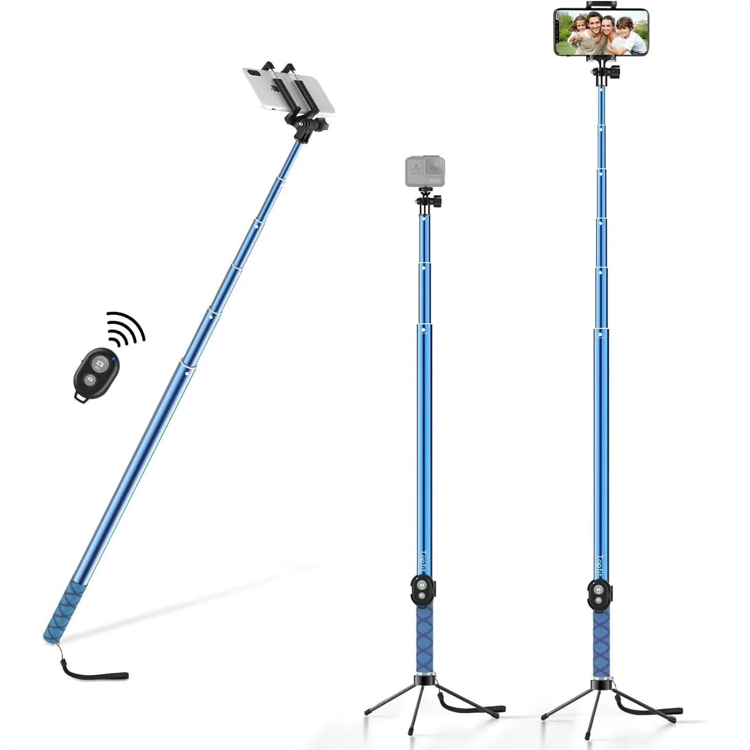 Bastone per selfie extra lungo da 118 pollici con treppiede e telecomando Bluetooth per iPhone, Android, registrazione video e foto di gruppo