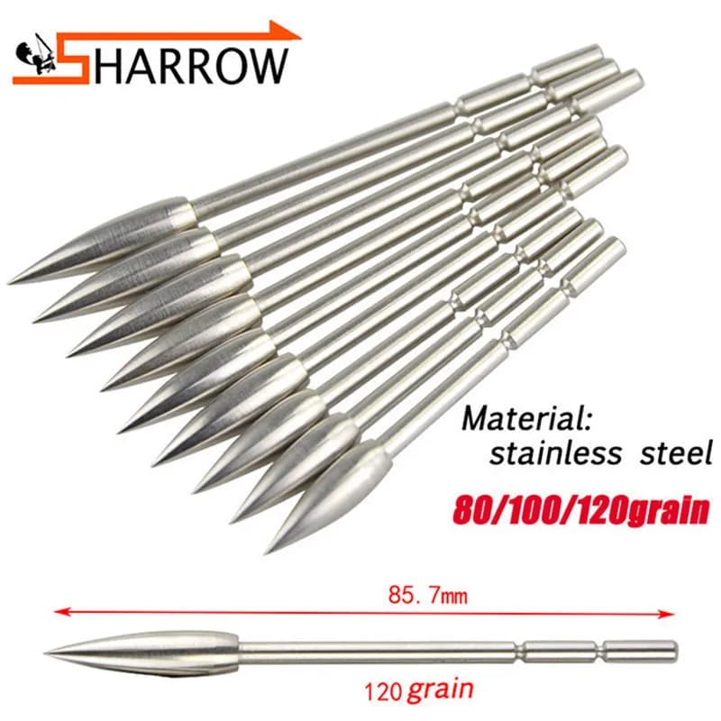 24/50pcs Tiro con l'arco 80/100/120 grana Punta di freccia Punta di bersaglio Punta larga Misura 3.2mm Albero di freccia per caccia Tiro Accessori