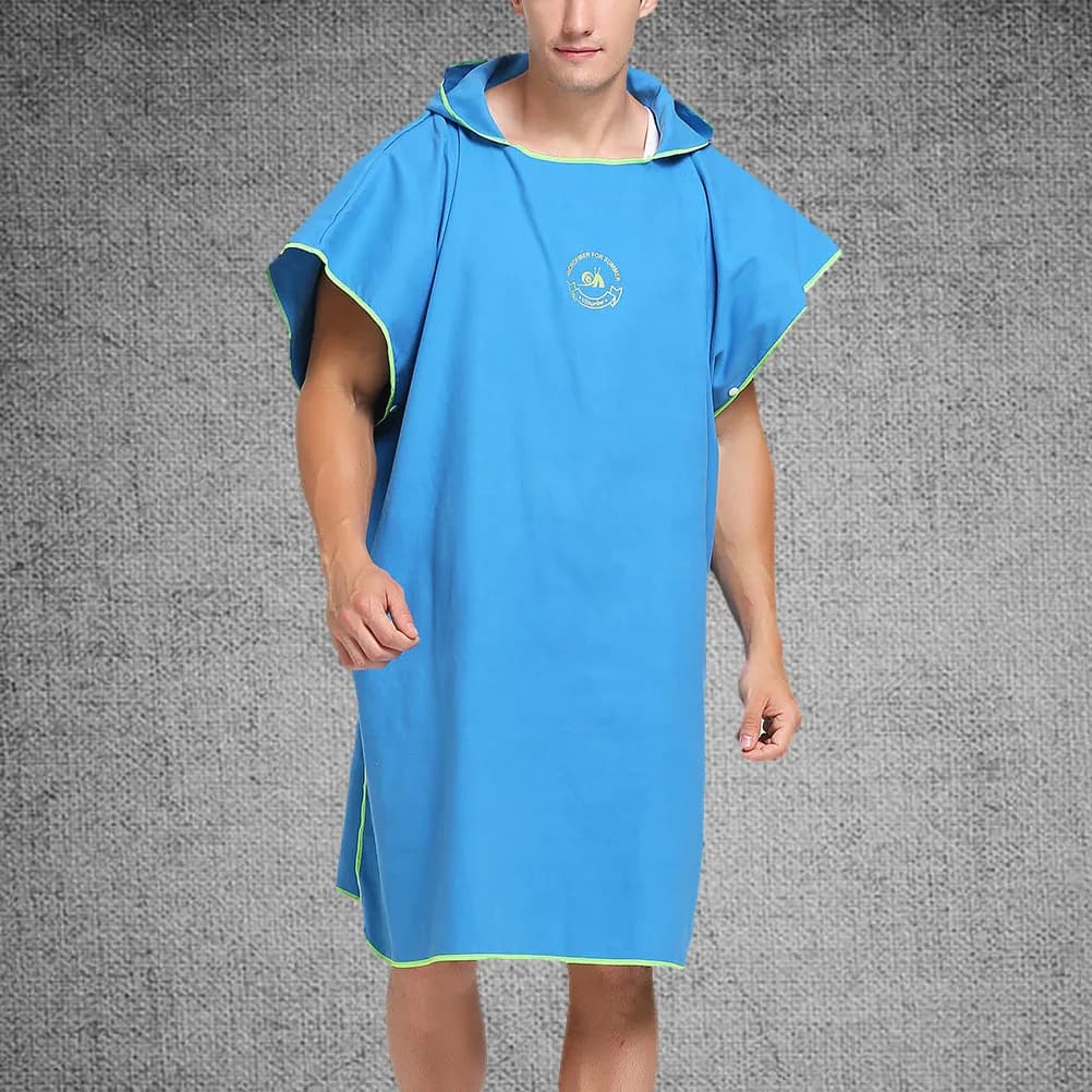 Accappatoio da spiaggia in microfibra 109*91 cm ad asciugatura rapida, leggero, per nuoto e bagno, per donna e uomo, colore azzurro, portatile.