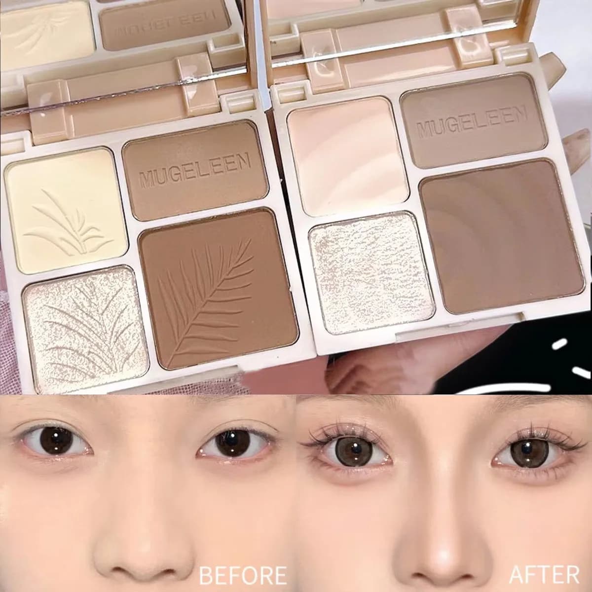 Quattro colori ad alta lucentezza Un disco opaco illuminante Ombra per naso Ombra Trucco Toelettatura completa multifunzionale Trucco portatile