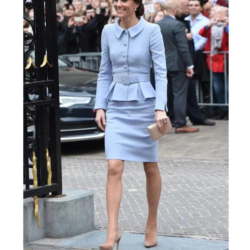 Princess Kate Fashion New Autumn Women's Set Designer Long Sleeves Slim Top Elegant Pencil Skirts Casual Party Suit Oversize 3XL