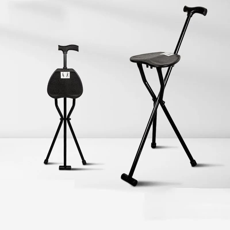Walking Stick with Seat Folding - Portable Aluminum Tripod Cane Chair for Hiking and Trekking