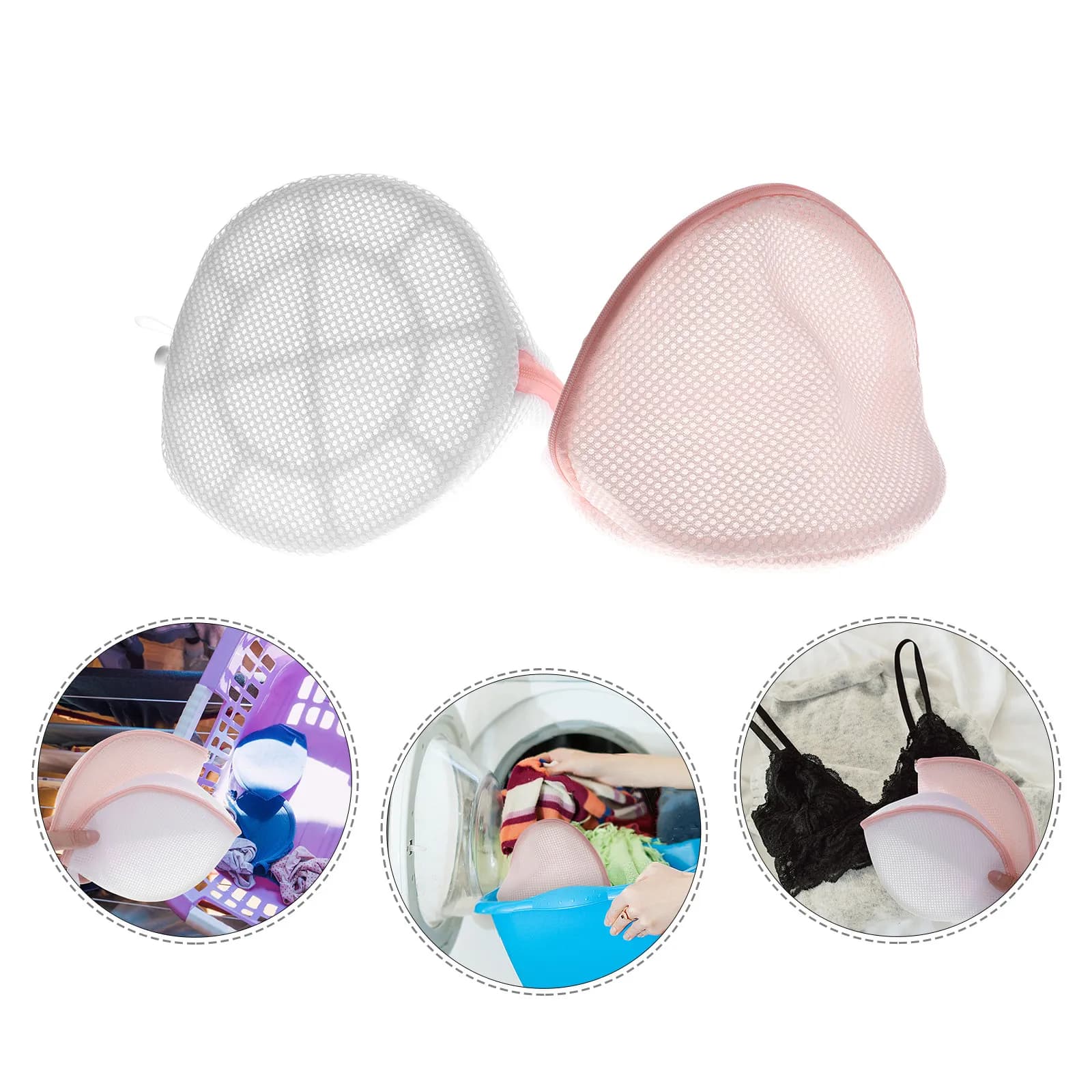2 Sacchetti a Rete per Lavanderia con Cerniera, Sacchetti per Lavaggio Delicato di Reggiseni e Mutandine con Protezione a Guscio, Sacchetto Rinforzato per Lavaggio Indumenti