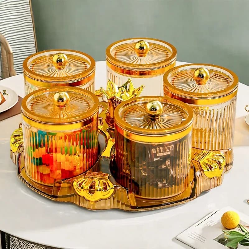 Rotating Seasoning Jar Set 360 Degree Spice Organizer Airtight Kitchen Storage Rack Multifunctional Condiment Container Tray