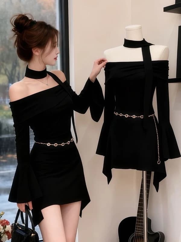 Abito da donna Ele Bla Bell Sve Dr, nuovo design autunno inverno, sensazione di tendenza, monospalla, gonna corta