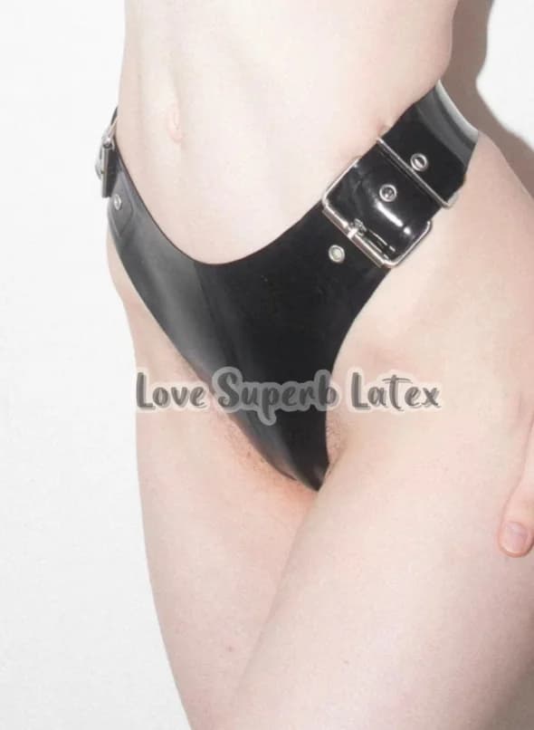 Women's latex latex briefs in latex with fetish buckle in latex rubber women's briefs in latex zippered owl Halloween party