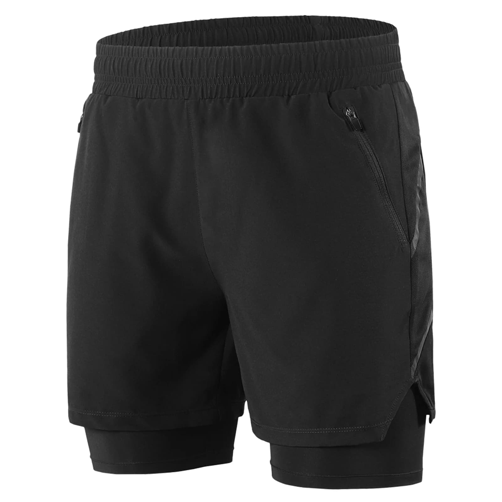 Pantaloncini da jogging uomo 2 in 1, pantaloncini da corsa ad asciugatura rapida, traspiranti, per allenamento attivo, esercizio fisico, jogging e ciclismo