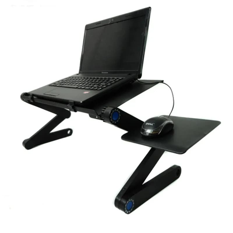 Supporto Ergonomico Regolabile per Laptop con Tappetino Mouse Integrato, Vassoio Portatile Ventilato per Notebook, Cuscino Antiscivolo