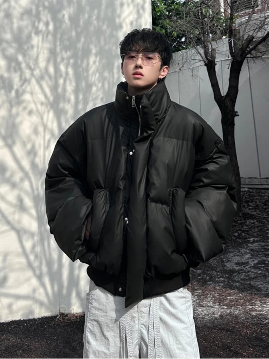 Korean Style Short Men's down Cotton Jacket Thickened Winter Warm Anti-Cold Fashion Brand Stylish Stand Collar Winter Coat