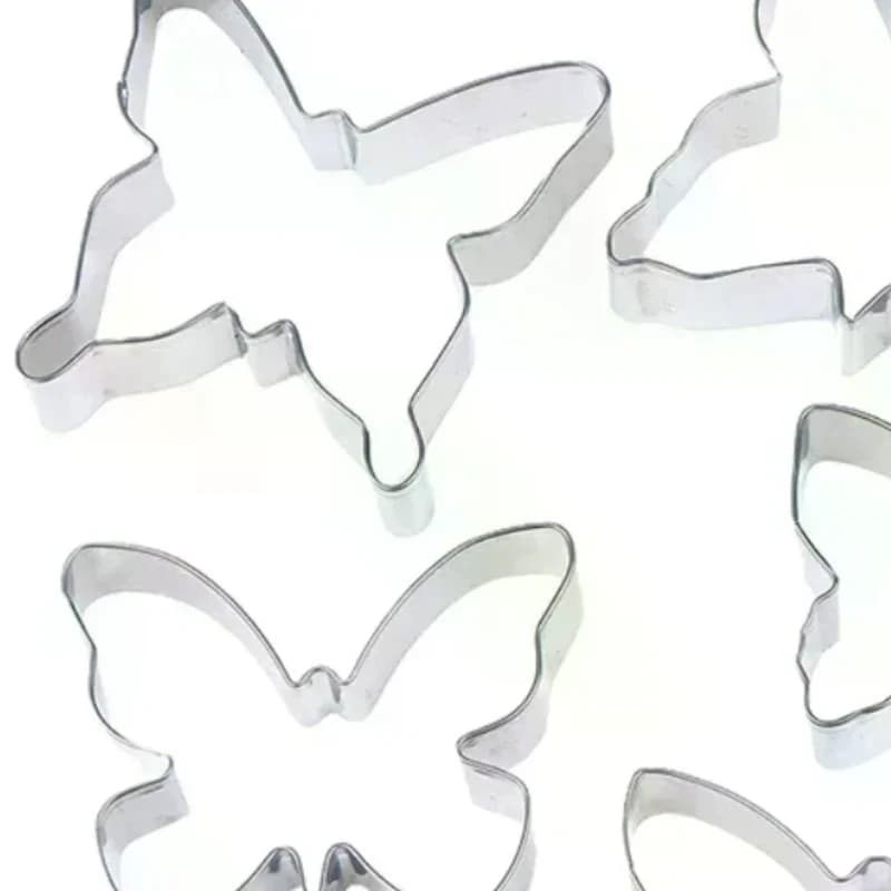 5 pz/set Set di stampi per biscotti in acciaio inossidabile Set di stampi per biscotti a farfalla Strumento di decorazione per torte fai da te Stampo per snack per pasticceria al cioccolato