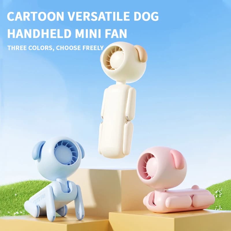 Ventilatore Elettrico Turbofan a Forma di Cane, Mini Ventilatore Portatile da Tavolo e Palmare per Uso Interno ed Esterno