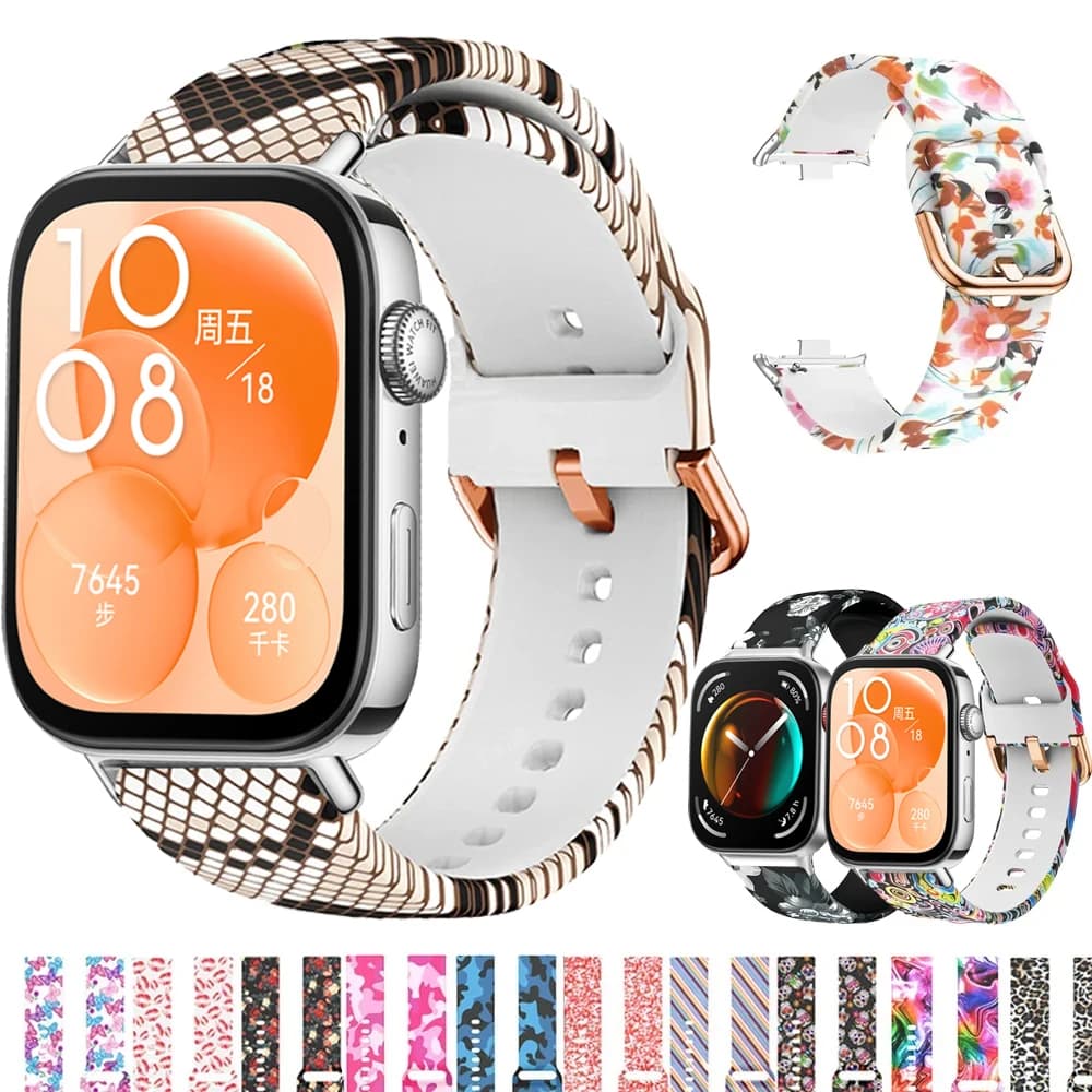 Cinturino di stampa per Huawei Watch Fit 3 cinturino di ricambio in Silicone SmartWatch Bracele correa Huawei Watch Fit3 accessori