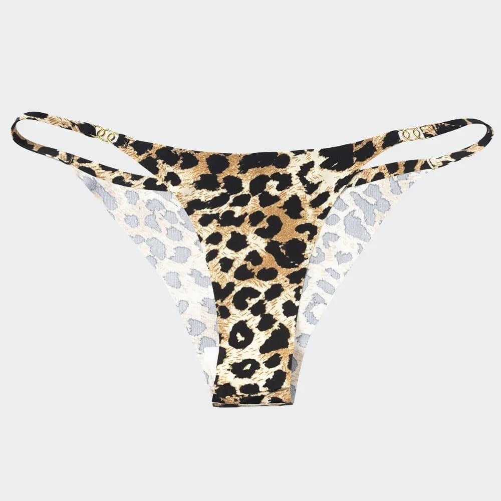 V-Shaped Stripe Printed Leopard Thong Low Waist Seamless Underwear Panties Ice Silk Women Briefs Casual